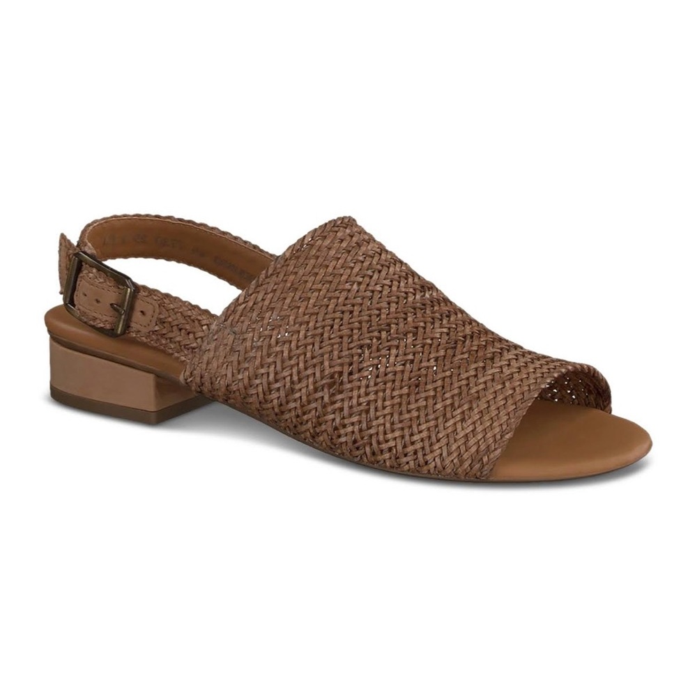 Paul Green Helena Woven Leather Block Heel Sandals